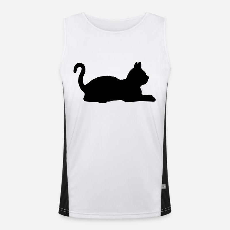 Love lying cat silhouette Men's Functional Contrast Tank Top 