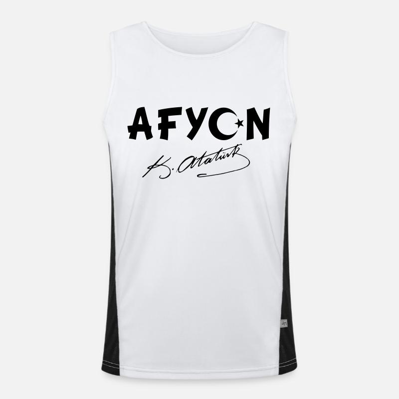 Afyon Türkei Flagge Ata Funktionelles Kontrast-Tank Top für Männer 