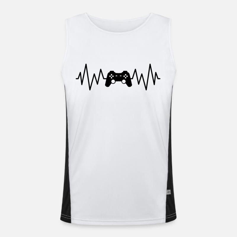 Videospiel-Controller-Spieler, Geek-Herzfrequenz Funktionelles Kontrast-Tank Top für Männer 