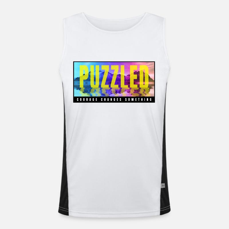 Puzzled - Men's Functional Contrast Tank Top  - white/black