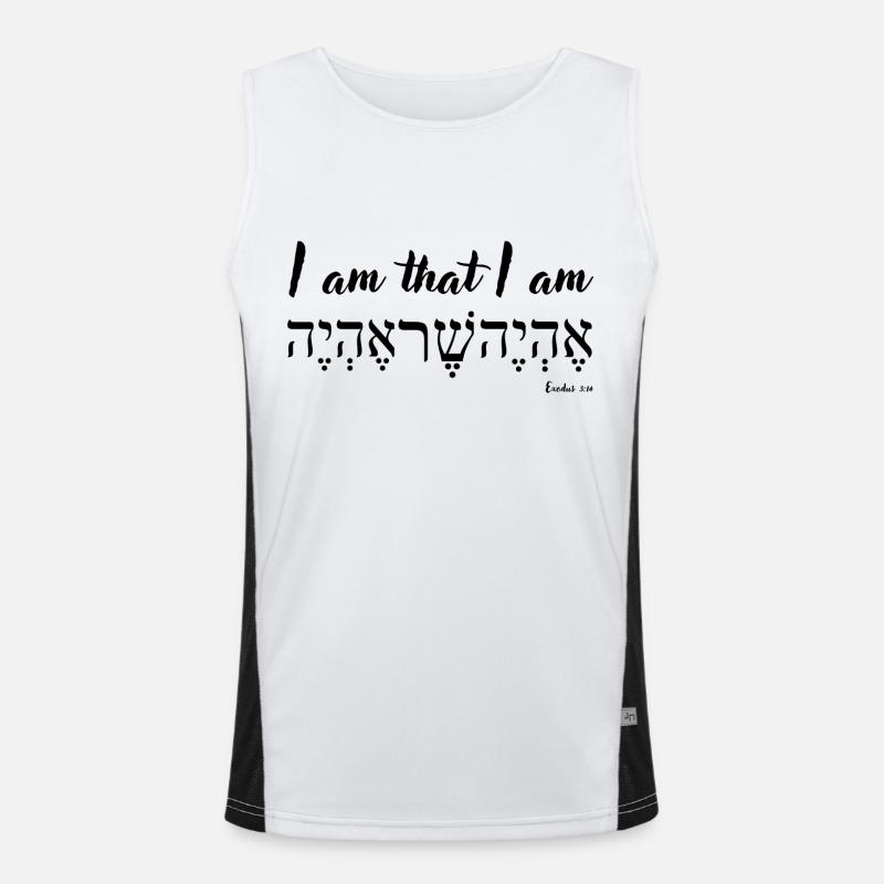 Ich bin, der ich bin, Englisch und Hebräisch, 2. Mose 3,14 Funktionelles Kontrast-Tank Top für Männer 