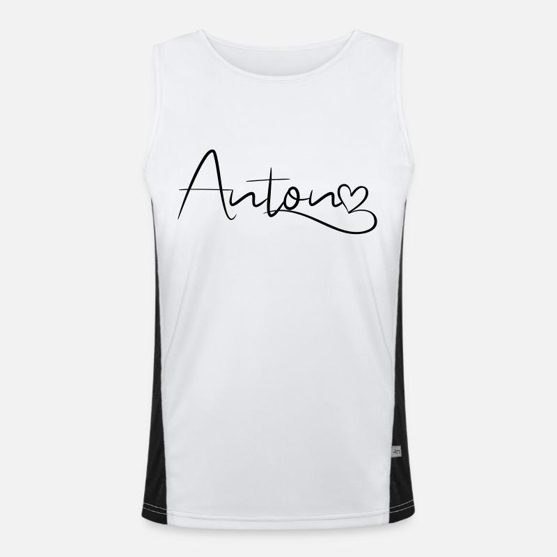 Anton Last Name First Name Heart Decor Men's Functional Contrast Tank Top 