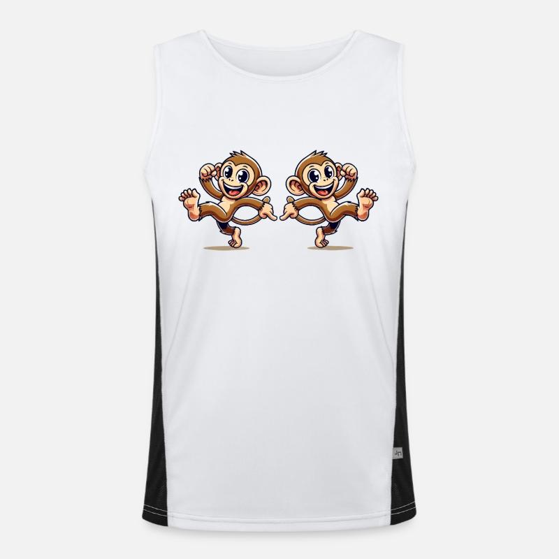 Monkey Comic 2 - Men's Functional Contrast Tank Top  - white/black