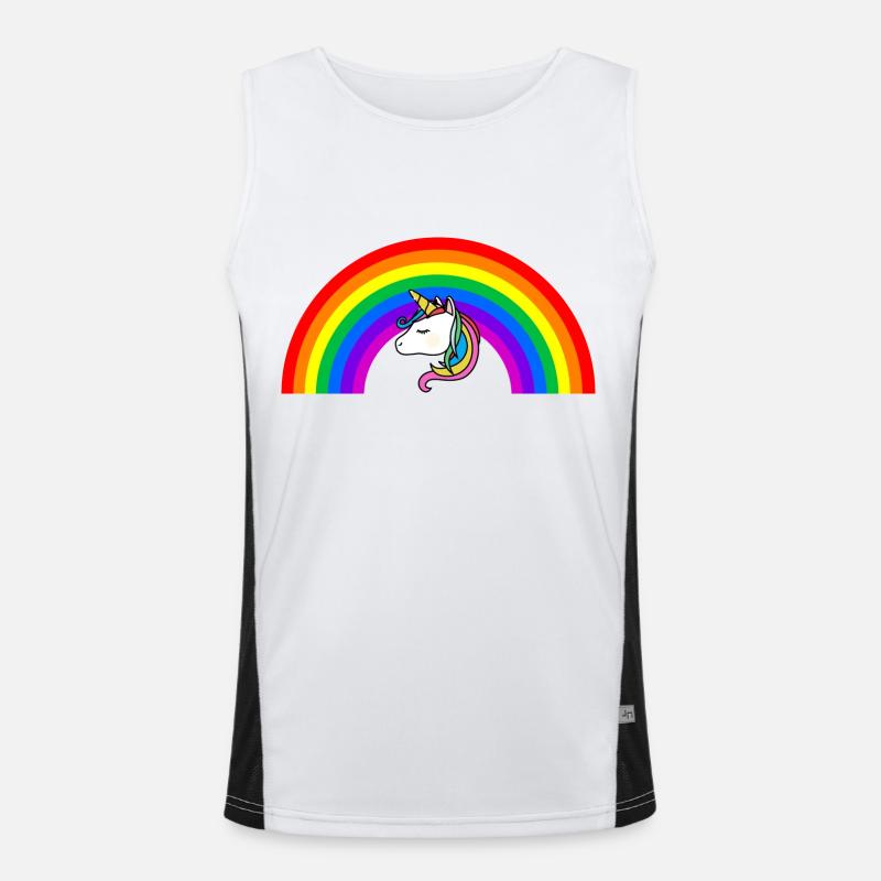 Regenbogen Einhorn Funktionelles Kontrast-Tank Top für Männer 