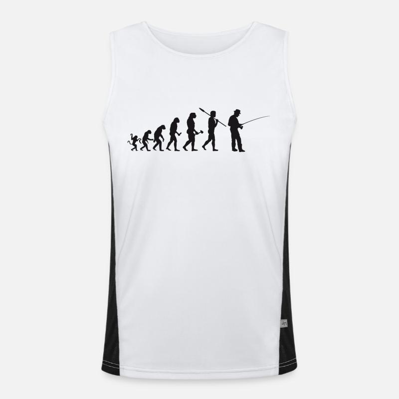 Evolution Fischen Silhouette Geschenk Shirt Funktionelles Kontrast-Tank Top für Männer 