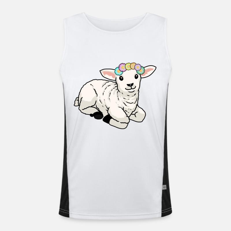 Happy Easter Lamb Sheep Easter Greetings Children - Men's Functional Contrast Tank Top  - white/black