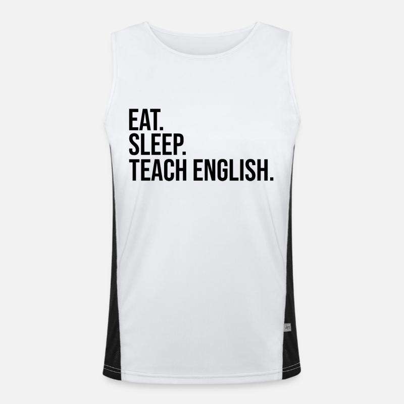 Essen Schlafen Englisch lernen Funktionelles Kontrast-Tank Top für Männer 