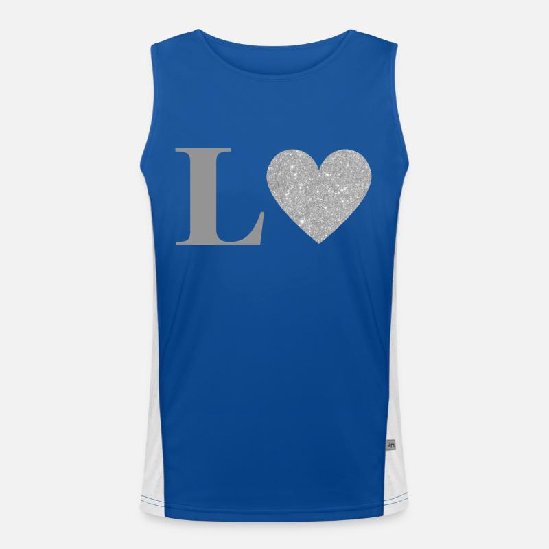 Letter l silver heart Men's Functional Contrast Tank Top 