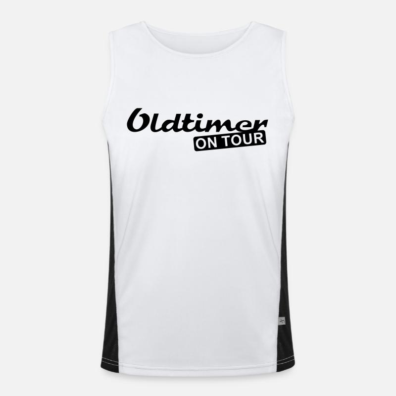 Oldtimer on Tour - Funktionel kontrast tanktop til herrer - hvid/sort