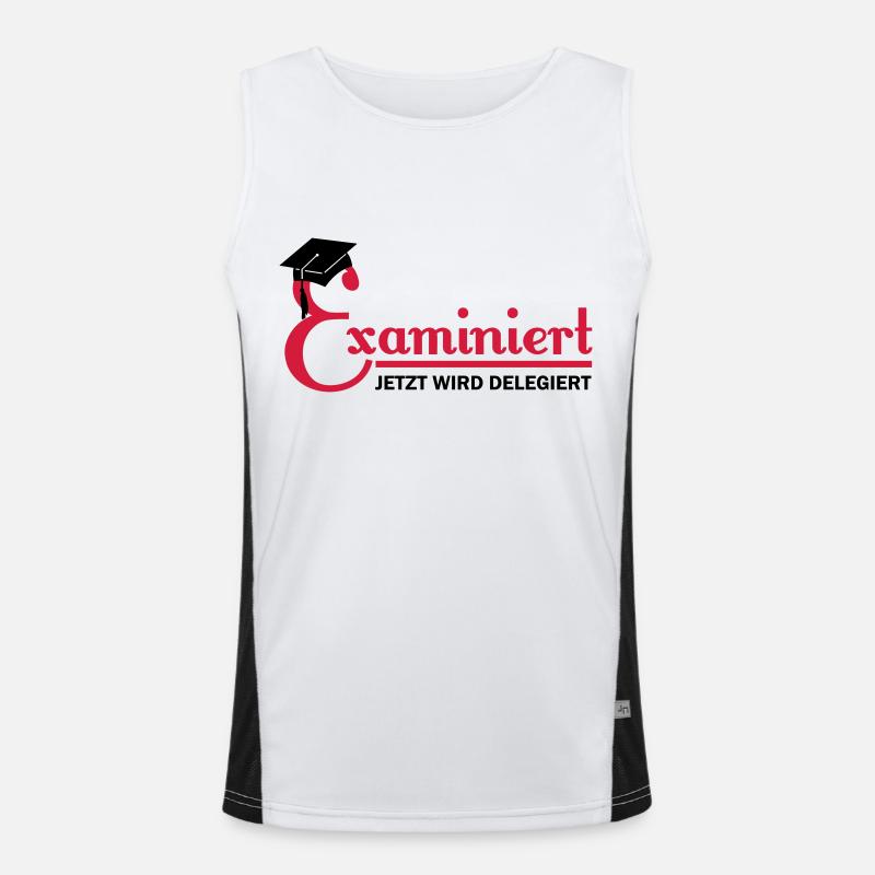 examiniert - jetzt wird delegiert - Men's Functional Contrast Tank Top  - white/black