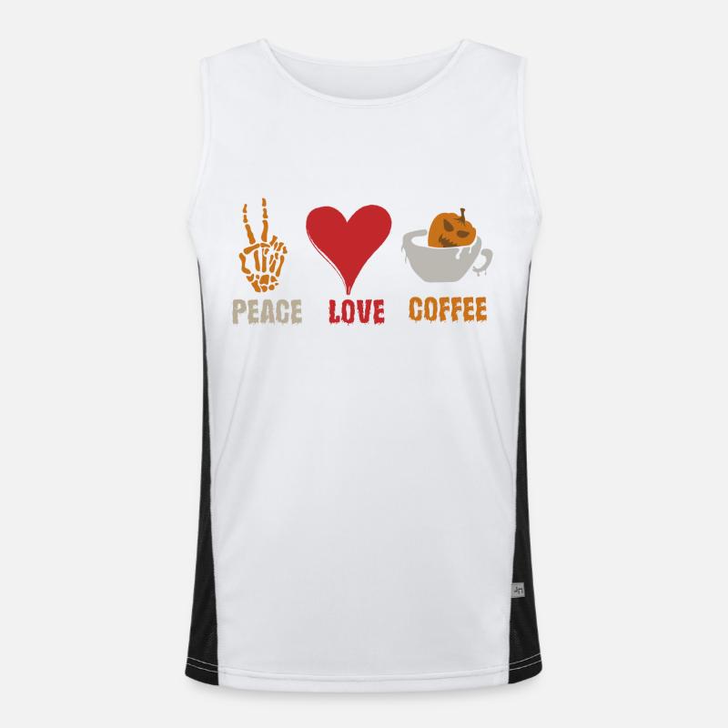 Halloween Fred Elsker Kaffe Græskar Hjerte Skelet - Funktionel kontrast tanktop til herrer  - hvid/sort