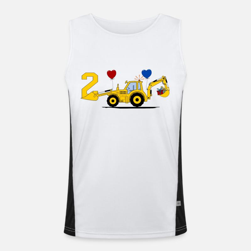 2. Geburtstag Bagger Traktor Funktionelles Kontrast-Tank Top für Männer 