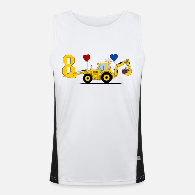 8. Geburtstag Bagger Traktor Funktionelles Kontrast-Tank Top für Männer 