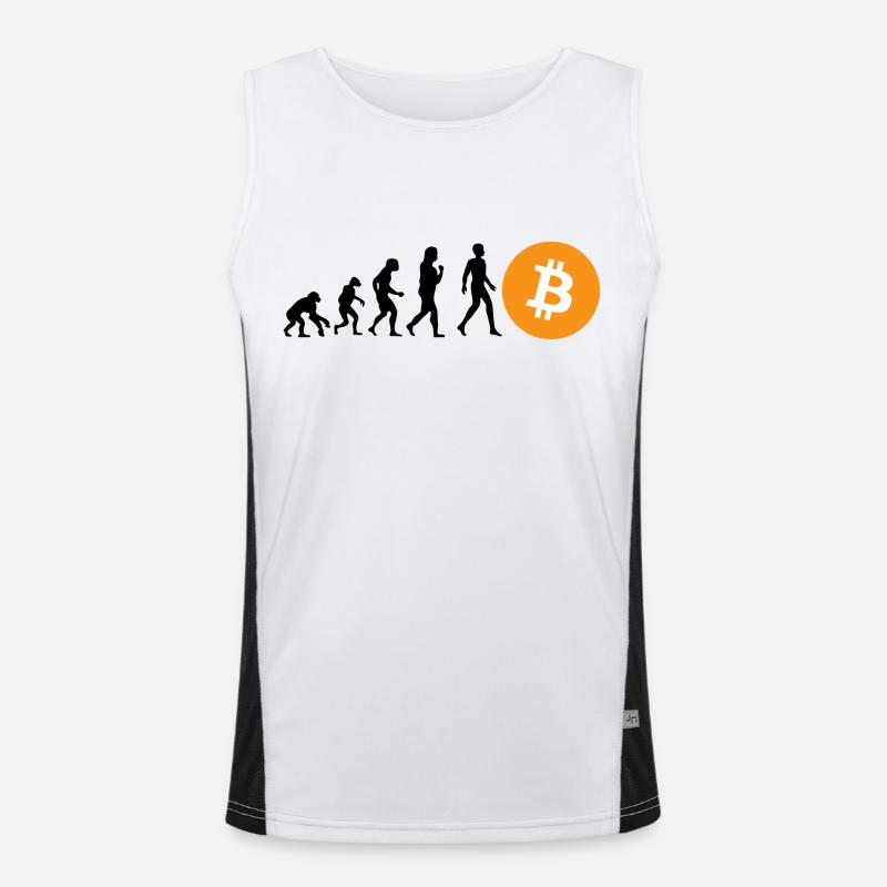 Crypto Evolution of BTC Bitcoin - Men's Functional Contrast Tank Top  - white/black
