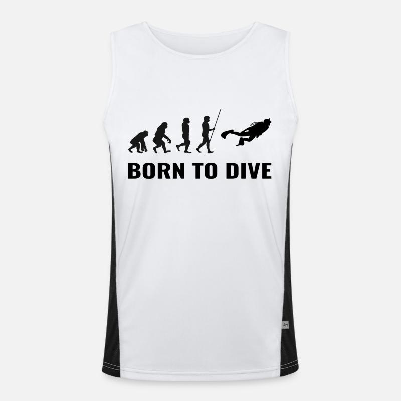 Taucher Tauchen Evolution Coole Sprüche Funktionelles Kontrast-Tank Top für Männer 