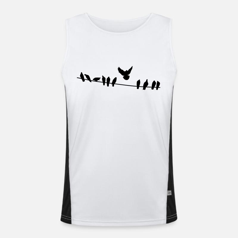 Birds on a wire Men's Functional Contrast Tank Top 