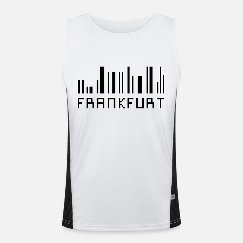 Frankfurt Skyline Barcode - Hessen Funktionelles Kontrast-Tank Top für Männer 