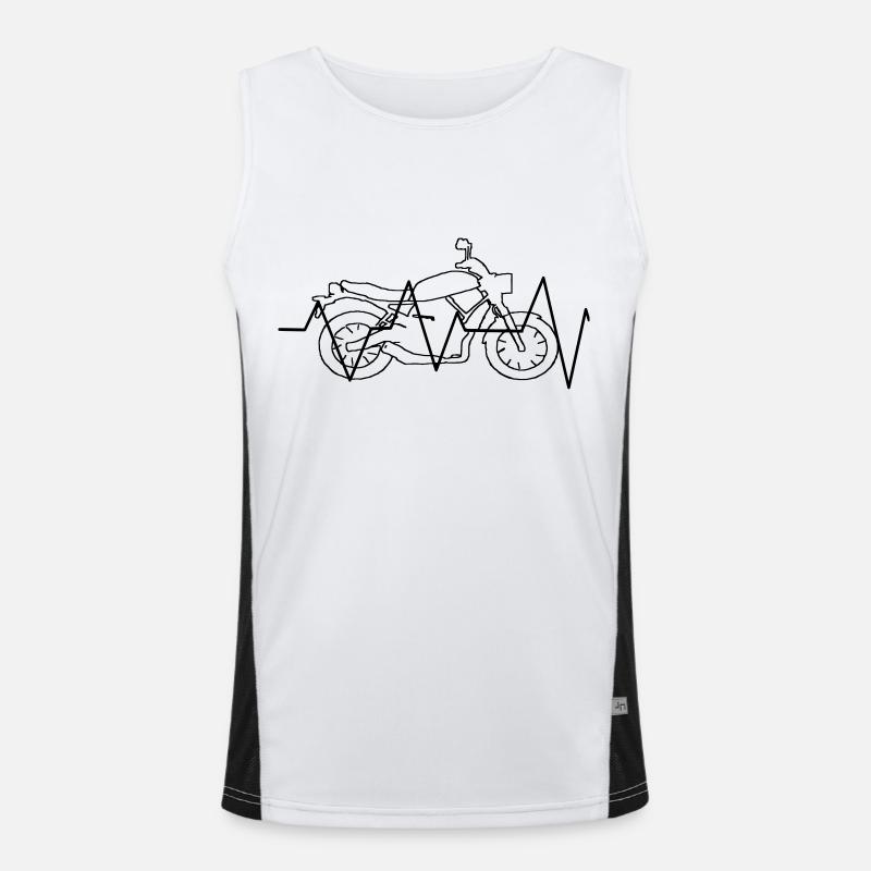Motorrad Herzfrequenz Geschenk Geschenkidee - Funktionelles Kontrast-Tank Top für Männer  - Weiß/Schwarz