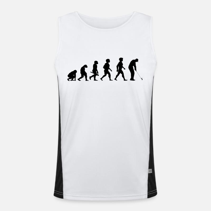 Evolution Golf Golfer Golfspieler Golfplatz - Funktionelles Kontrast-Tank Top für Männer - Weiß/Schwarz
