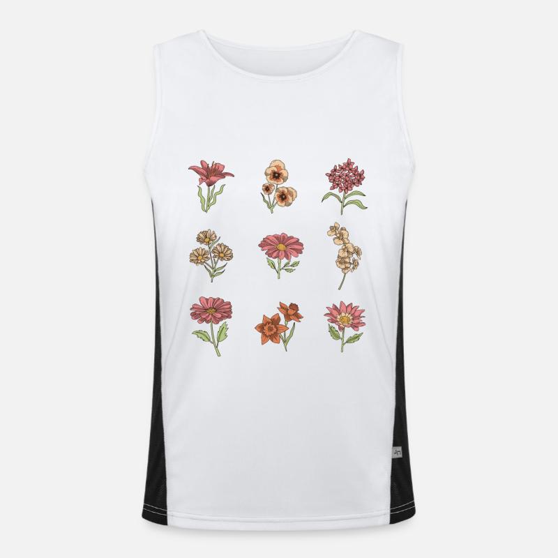 Wildblumen Vintage Blumen botanisch Funktionelles Kontrast-Tank Top für Männer 