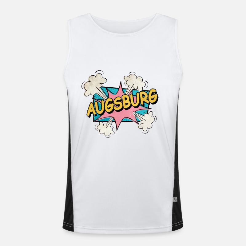 Augsburg Germany City Font Pop Art Comic Men's Functional Contrast Tank Top 