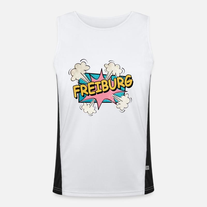 Freiburg Germany City Font Pop Art Comic Men's Functional Contrast Tank Top 