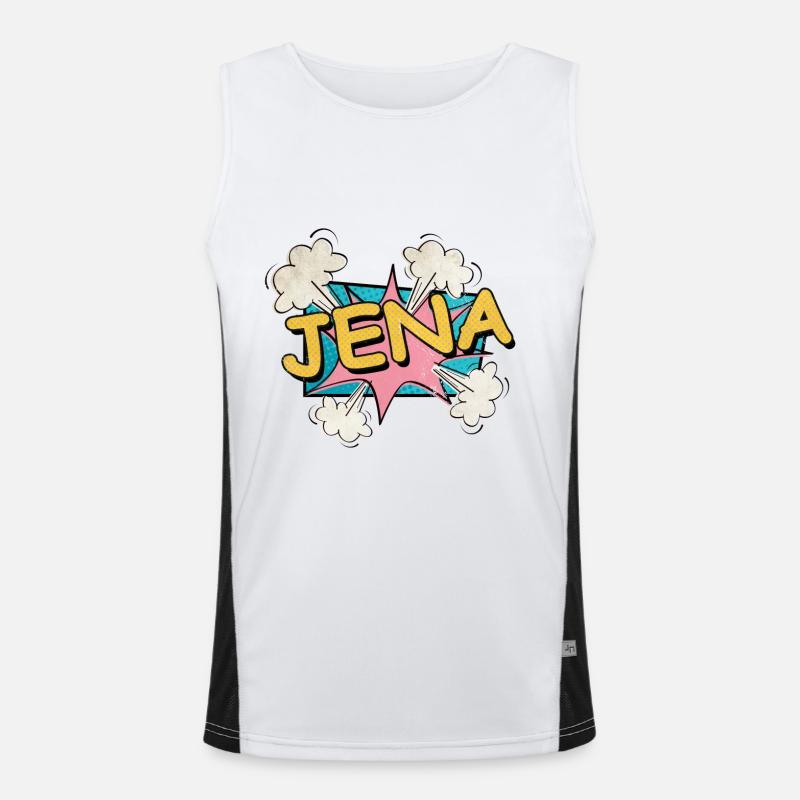 Jena Germany City Font Pop Art Comic Men's Functional Contrast Tank Top 
