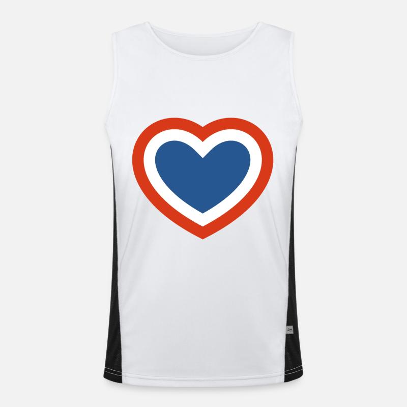 Concentric Red White and Blue Heart - Men's Functional Contrast Tank Top - white/black