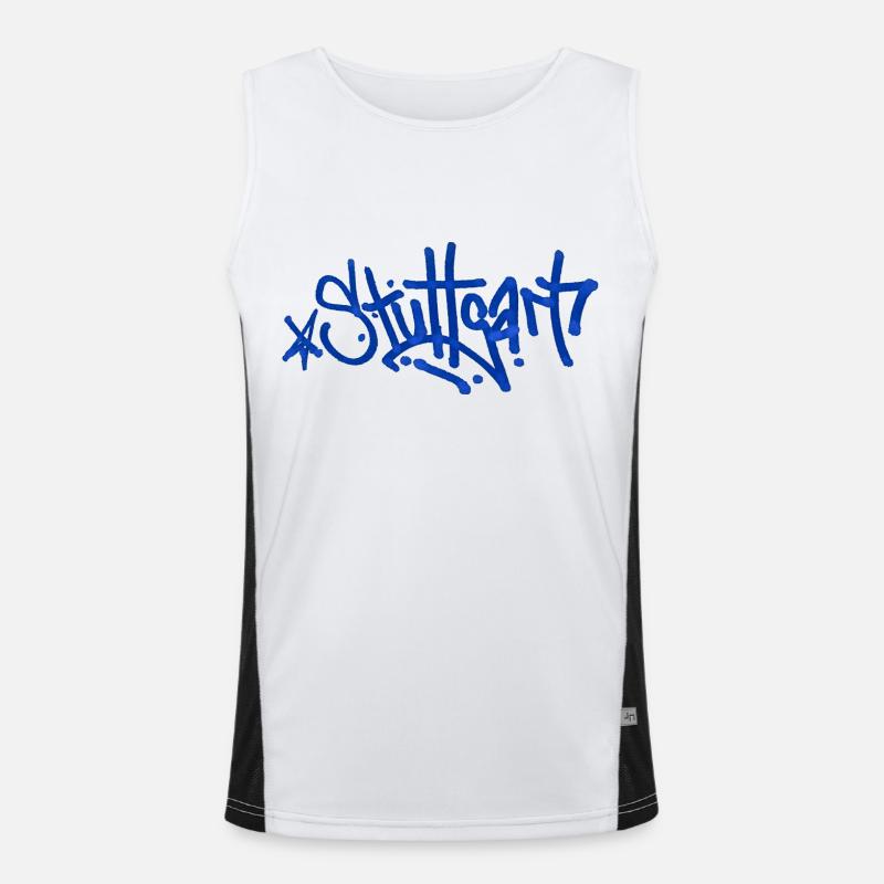 Stuttgart - Tag Grafitti Schriftzug BLAU Funktionelles Kontrast-Tank Top für Männer 