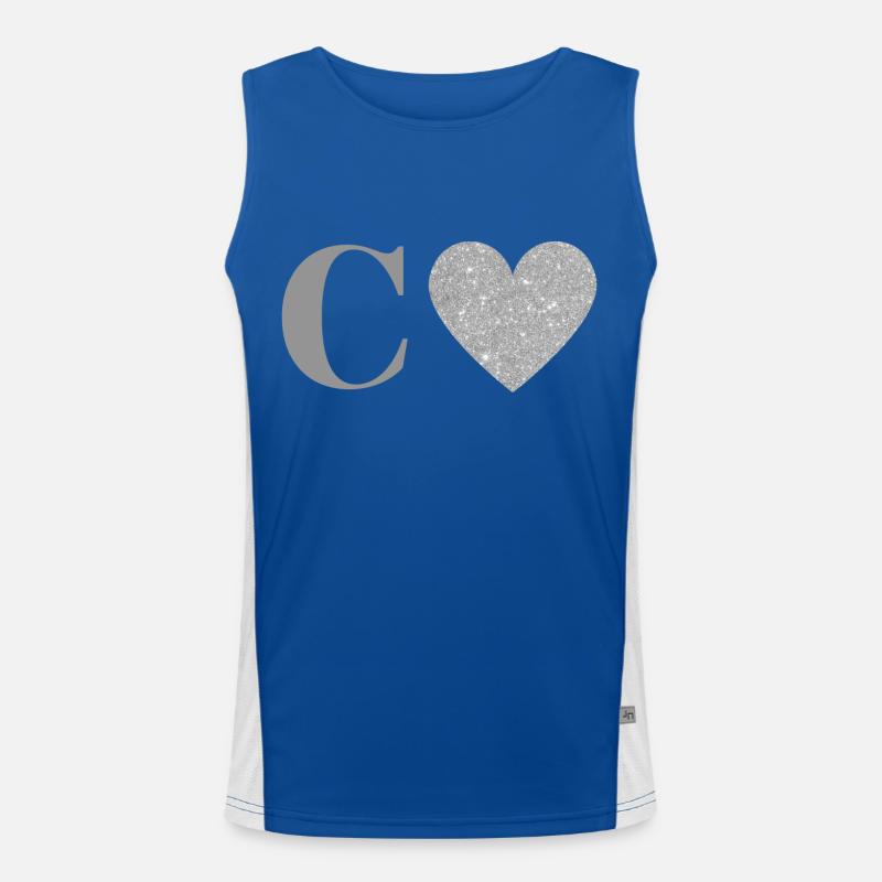 Letter c silver heart Men's Functional Contrast Tank Top 