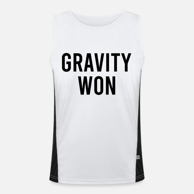 Gravity Won Broken Arm Leg Bone Get Well Recovery Men's Functional Contrast Tank Top 