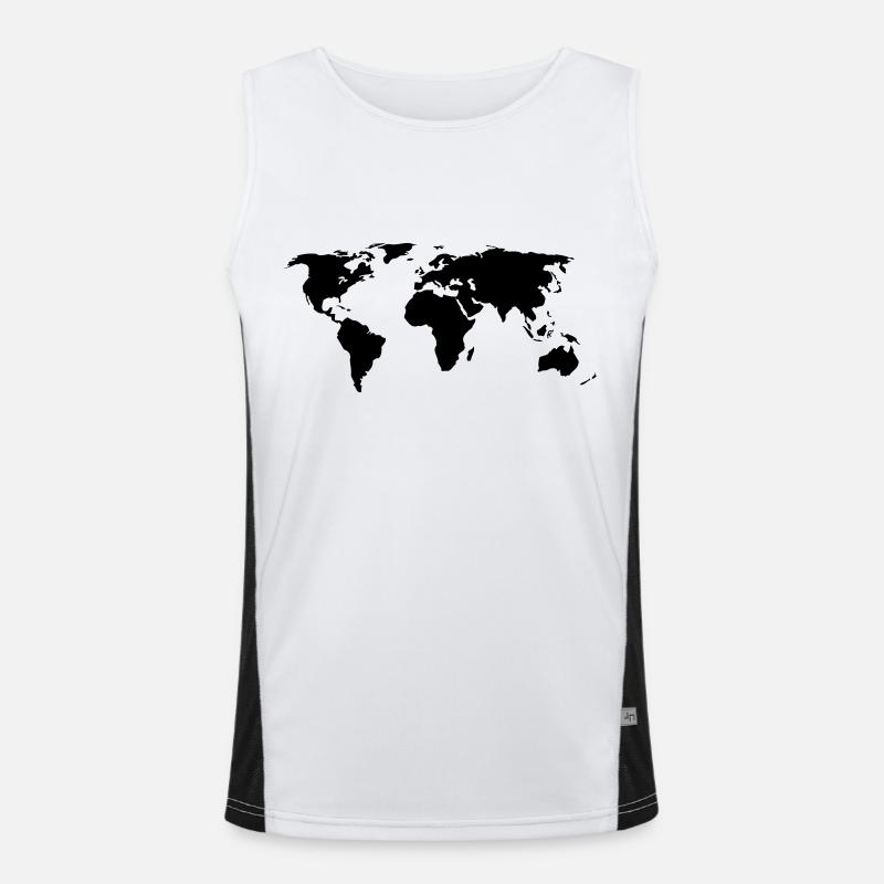 World Map Men's Functional Contrast Tank Top 