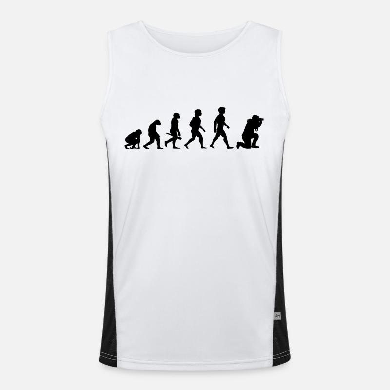 Evolution Photograph Photographer Camera Camera - Men's Functional Contrast Tank Top  - white/black