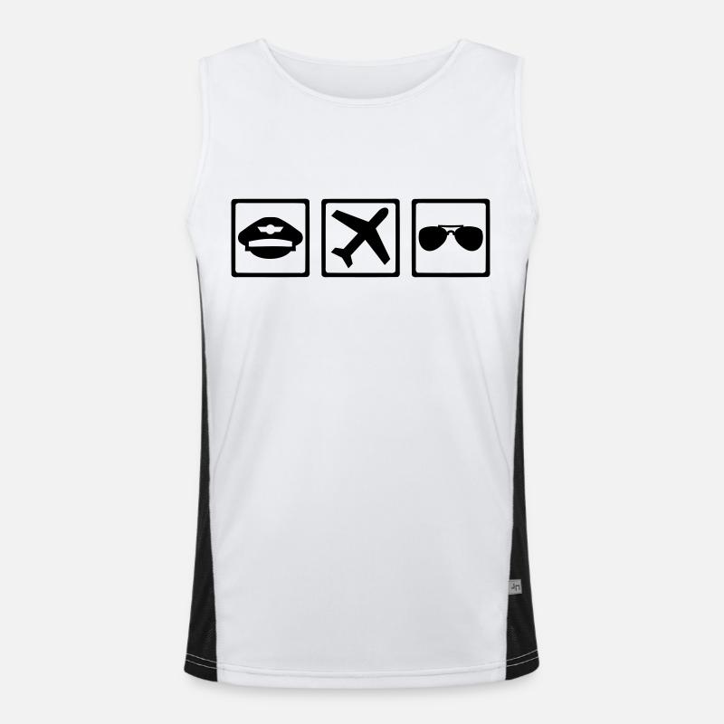 Pilot - Men's Functional Contrast Tank Top  - white/black