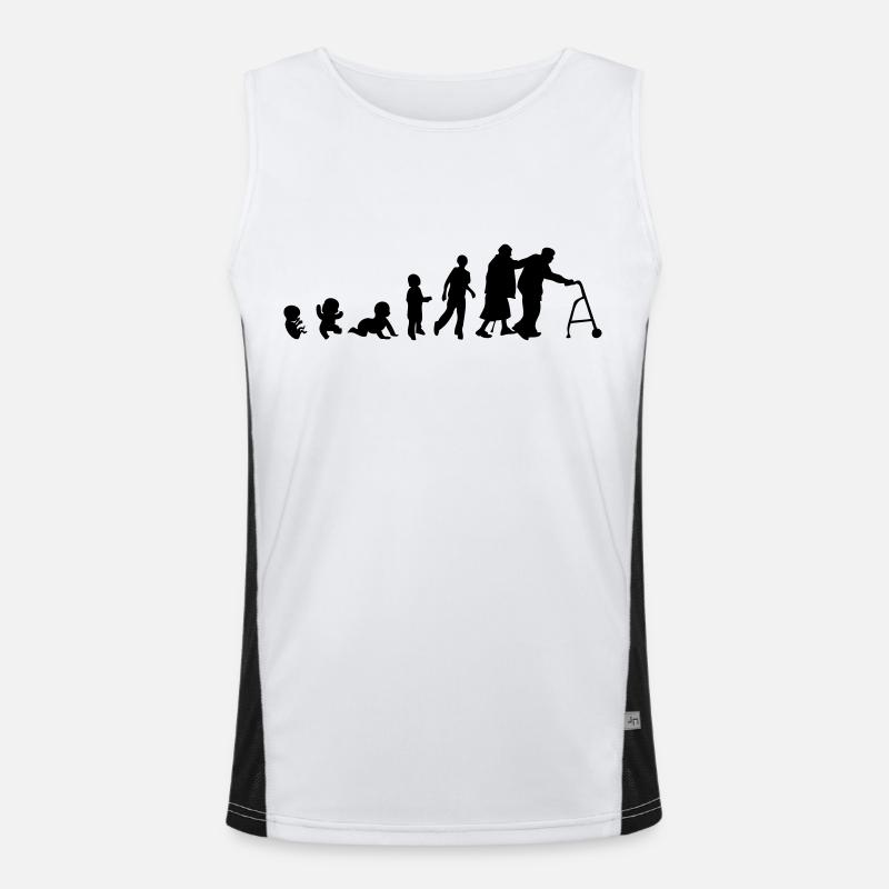 evolution man human old age - Men's Functional Contrast Tank Top  - white/black