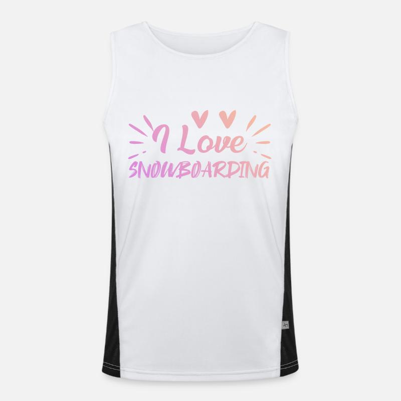 Ich liebe Snowboarding Funktionelles Kontrast-Tank Top für Männer 