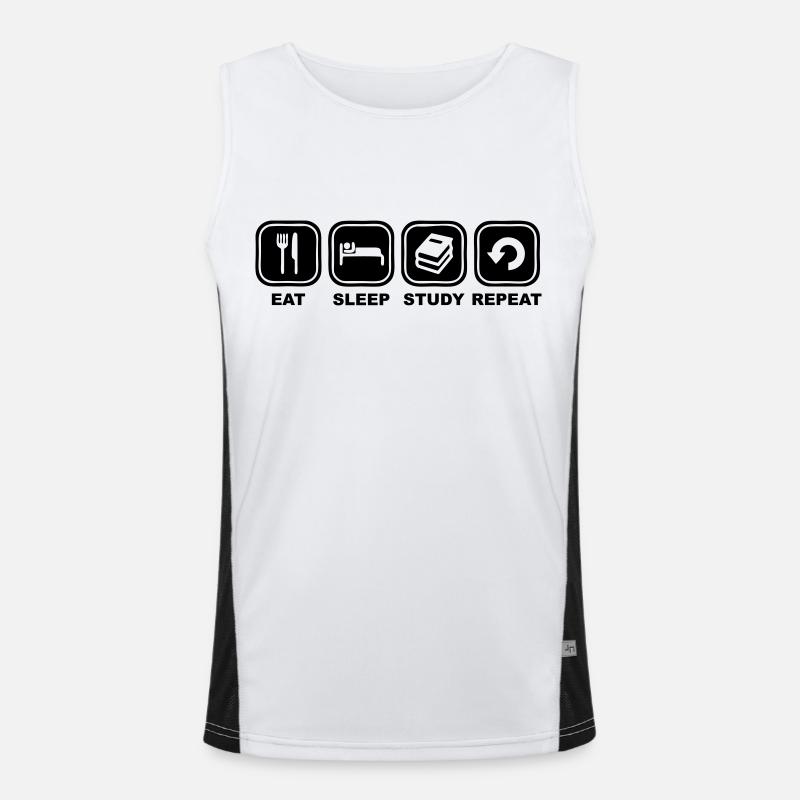 Eat, sleep, study, Repeat - Men's Functional Contrast Tank Top  - white/black