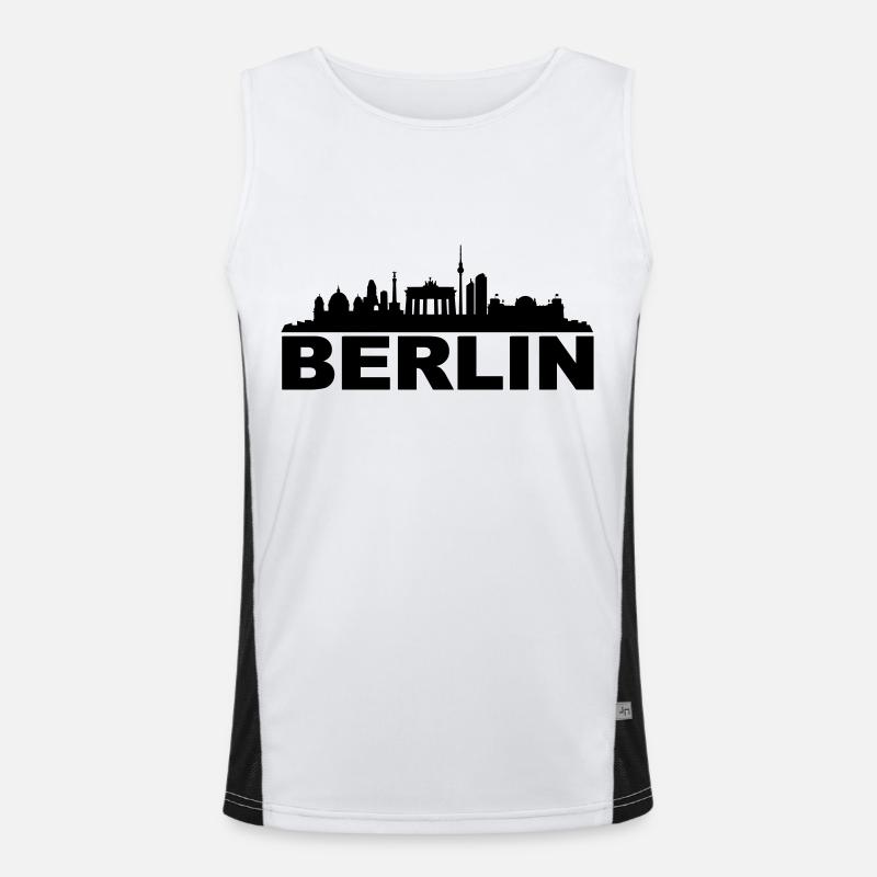 Berlin skyline central text Men's Functional Contrast Tank Top 