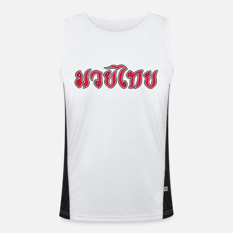 Muay Thai Script - Men's Functional Contrast Tank Top  - white/black
