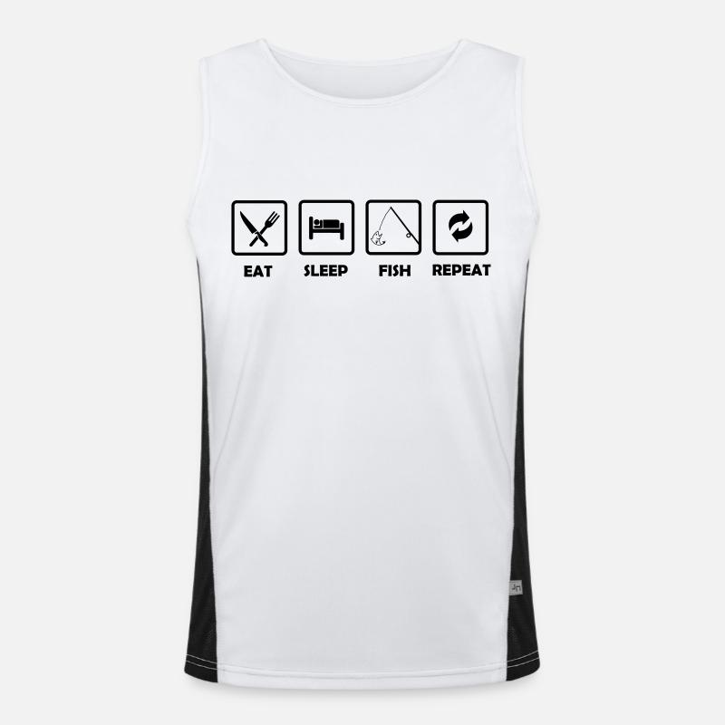 eat_sleep_fish_repeat - Men's Functional Contrast Tank Top  - white/black