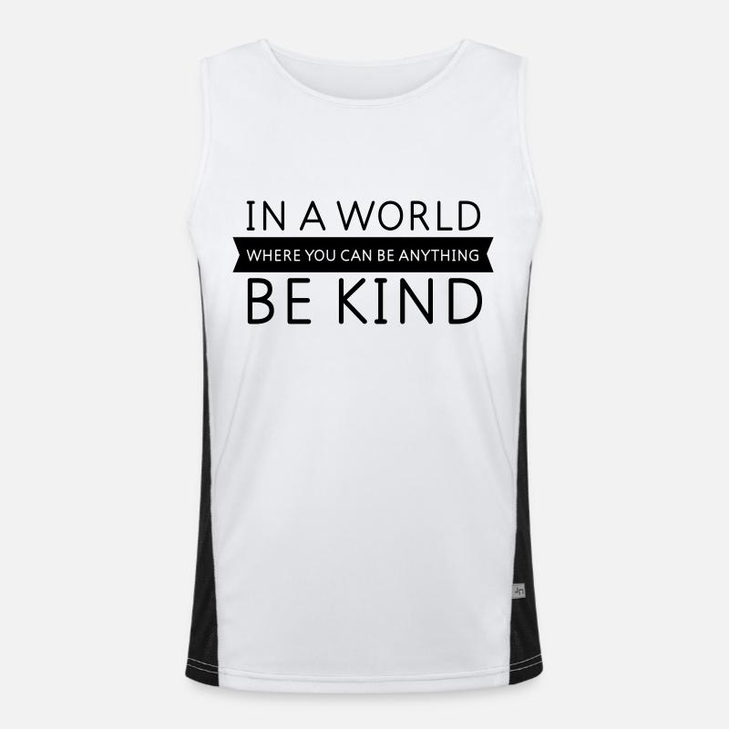 Be Kind - Slogan Design - Men's Functional Contrast Tank Top  - white/black