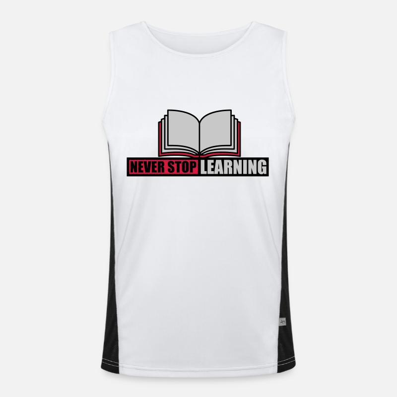 never stop learning quote - Men's Functional Contrast Tank Top - white/black