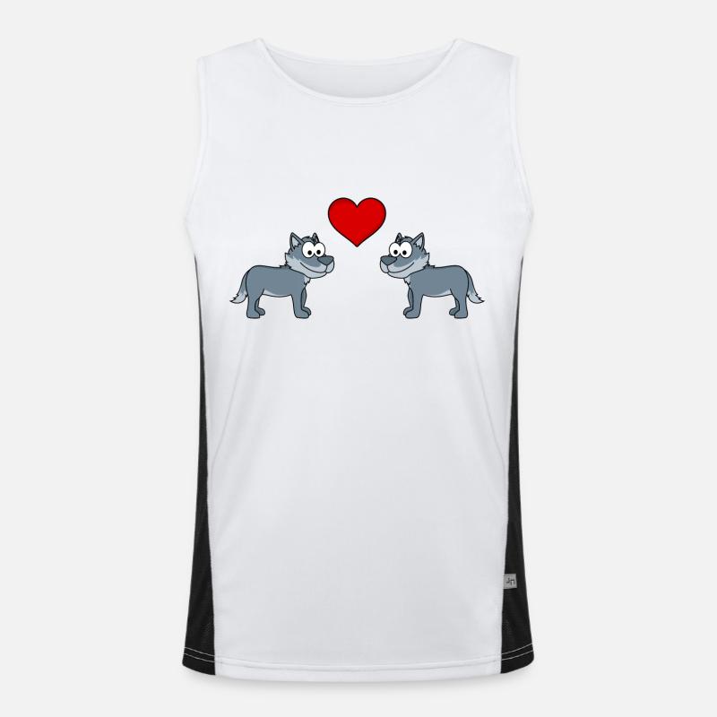 Wolf Comic Paar Liebe Funktionelles Kontrast-Tank Top für Männer 
