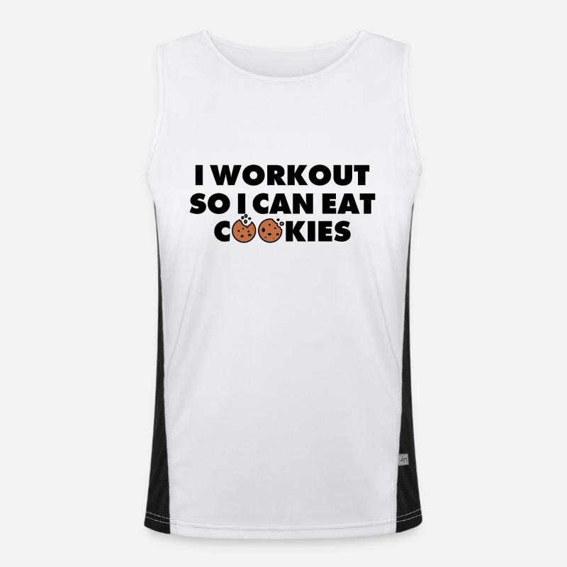 ICH TRAINIERE, DAMIT ICH KEKSE ESSEN KANN Funktionelles Kontrast-Tank Top für Männer 
