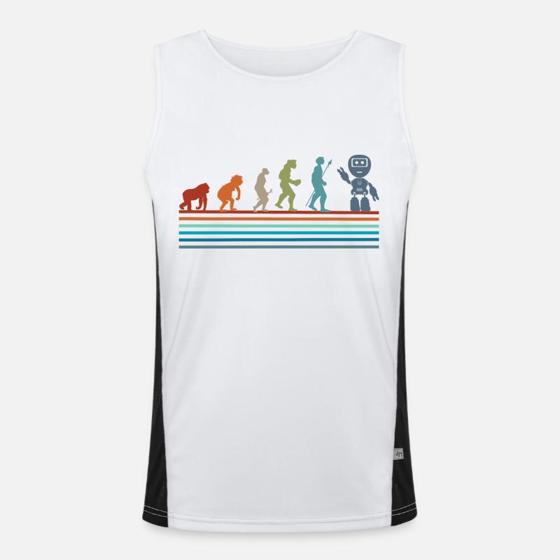 Retro Vintage Roboter Evolution Funktionelles Kontrast-Tank Top für Männer 