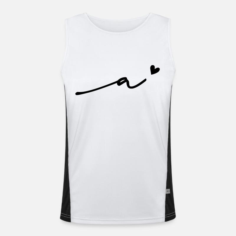 Letter (a) Cursive - Men's Functional Contrast Tank Top  - white/black