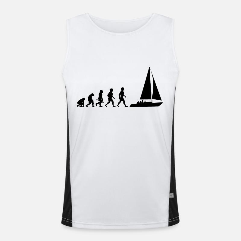 Evolution sailing sailboat sailing ship - Men's Functional Contrast Tank Top  - white/black