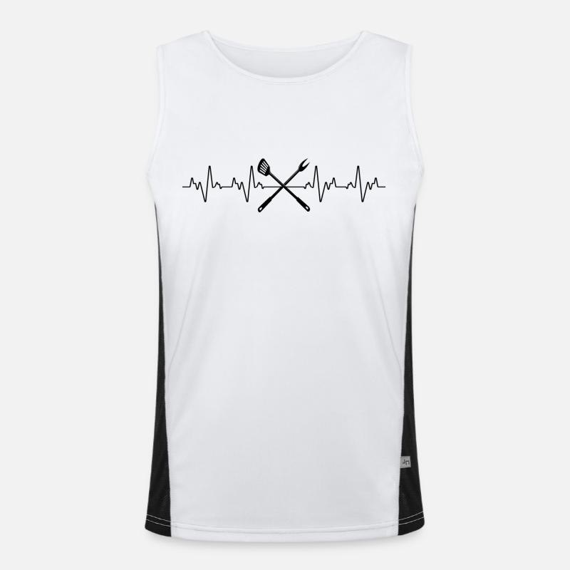 Herzschlag Grill Grillen Leidenschaft Fun Funktionelles Kontrast-Tank Top für Männer 