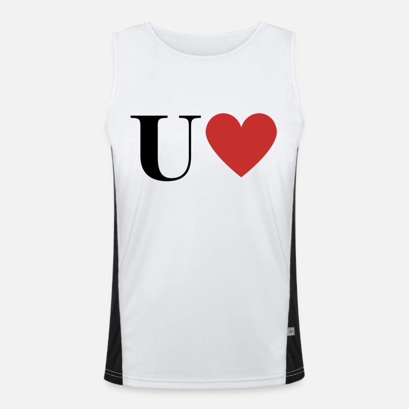 Buchstabe u rotes Herz Funktionelles Kontrast-Tank Top für Männer 
