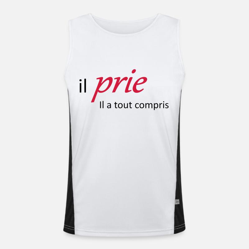 Il prie il à tout compris Débardeur respirant contrasté Homme 